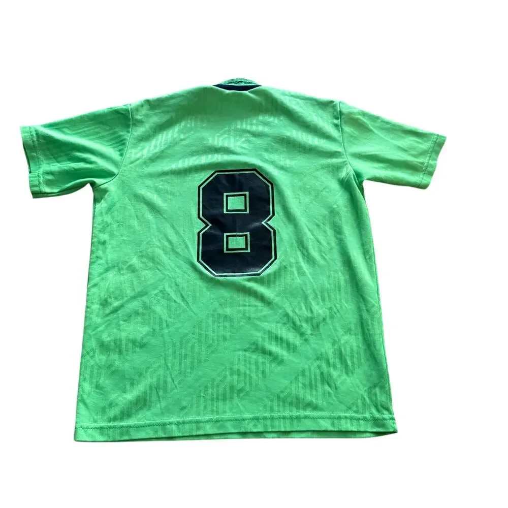 Vintage Score AYSO Neon Green Soccer Jersey Youth L Made USA 90s American Soccer